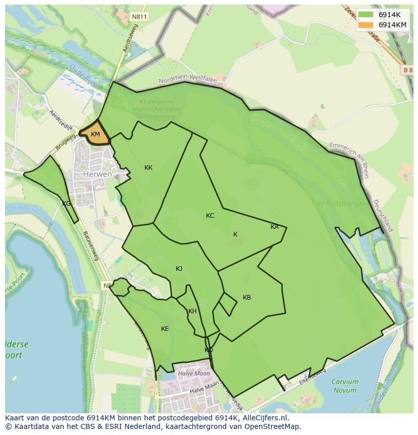 Afbeelding van het postcodegebied 6914 KM op de kaart.