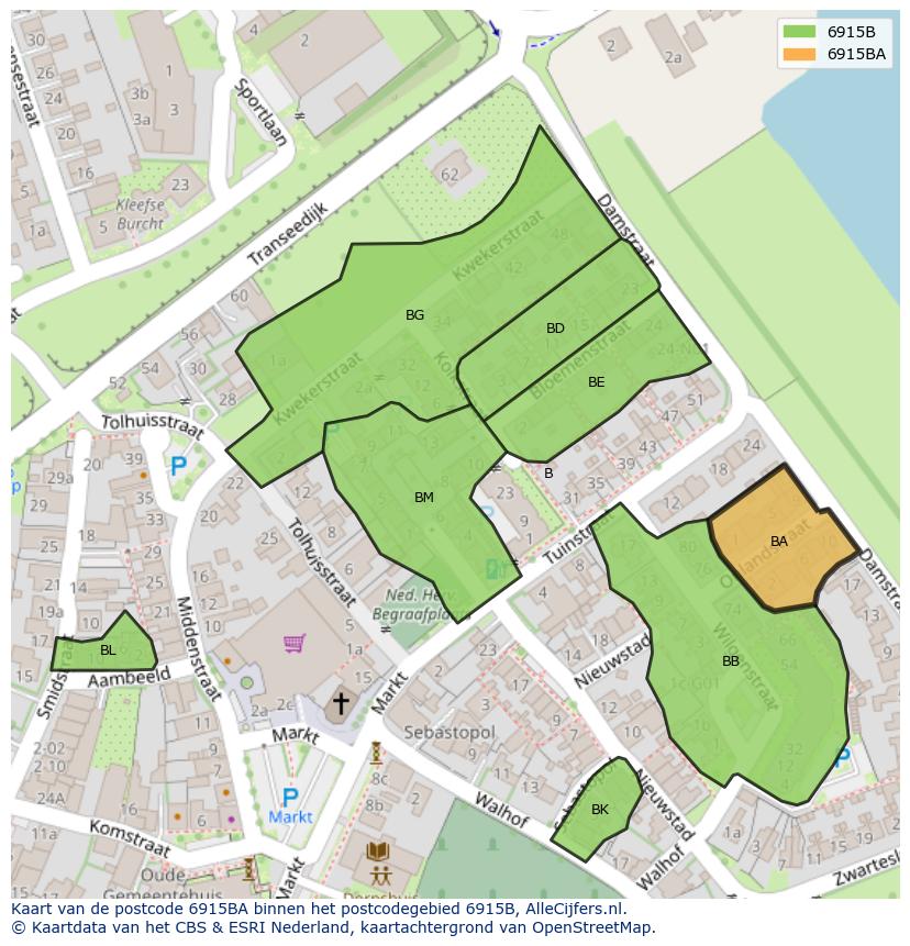 Afbeelding van het postcodegebied 6915 BA op de kaart.