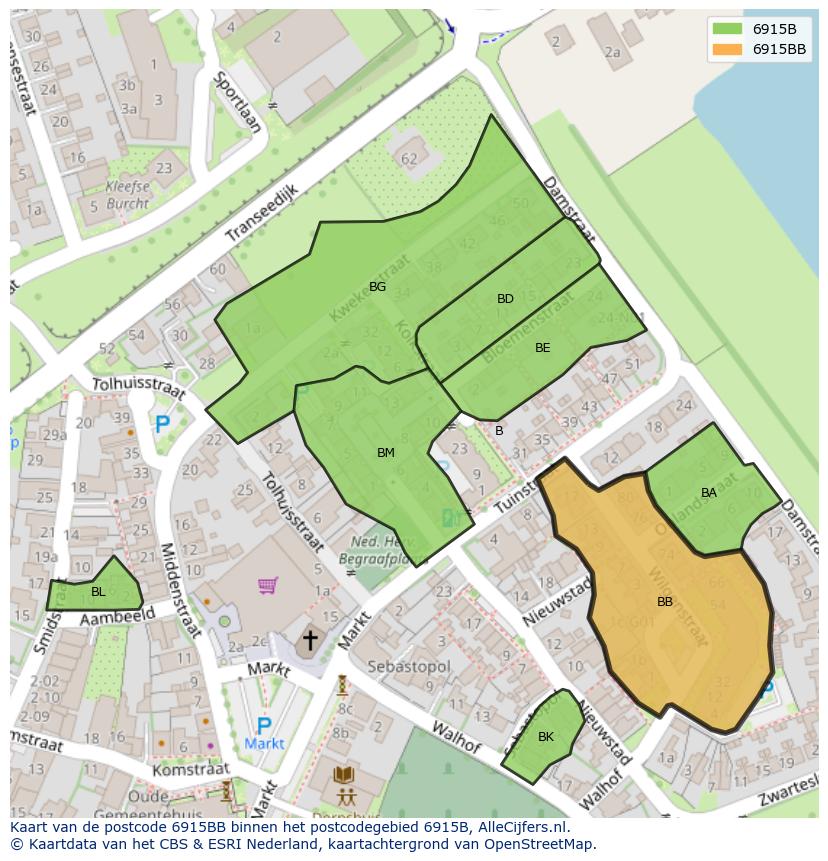Afbeelding van het postcodegebied 6915 BB op de kaart.