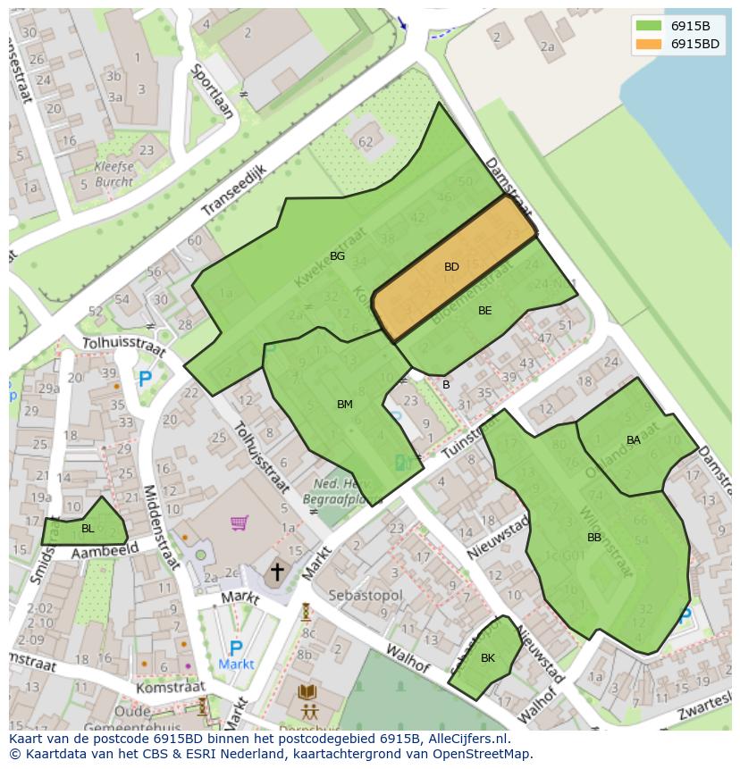Afbeelding van het postcodegebied 6915 BD op de kaart.