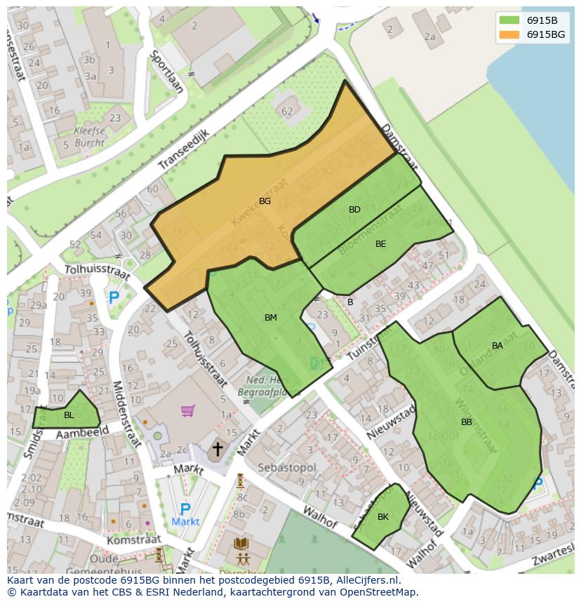 Afbeelding van het postcodegebied 6915 BG op de kaart.
