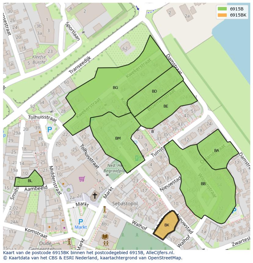 Afbeelding van het postcodegebied 6915 BK op de kaart.