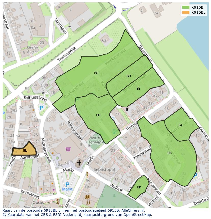 Afbeelding van het postcodegebied 6915 BL op de kaart.