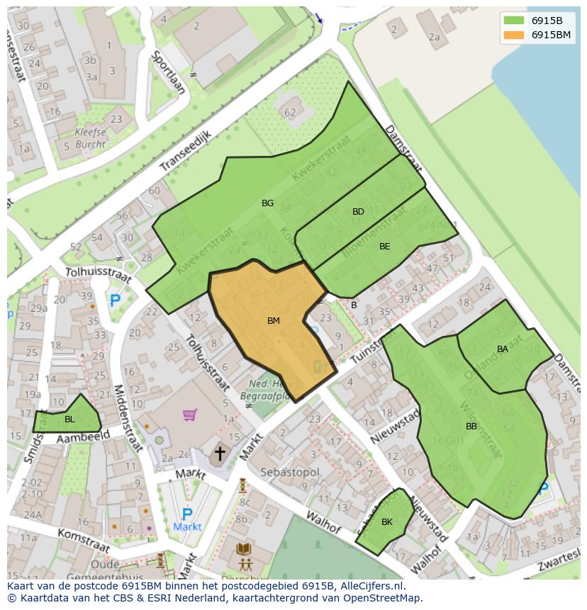 Afbeelding van het postcodegebied 6915 BM op de kaart.