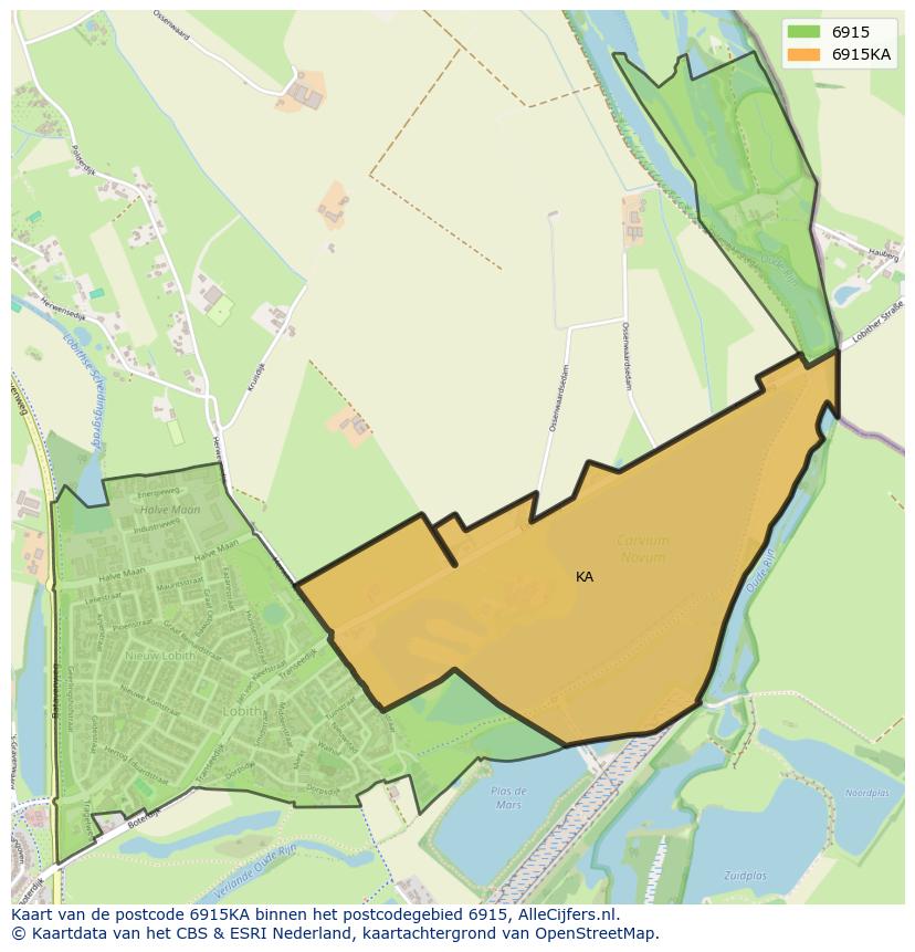 Afbeelding van het postcodegebied 6915 KA op de kaart.