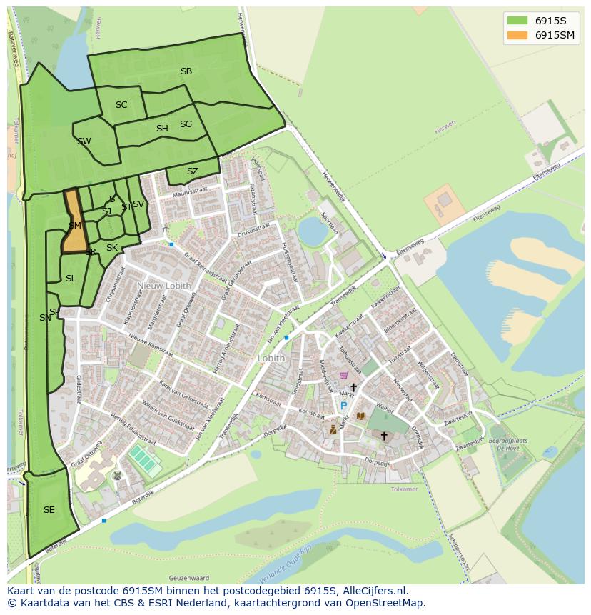 Afbeelding van het postcodegebied 6915 SM op de kaart.
