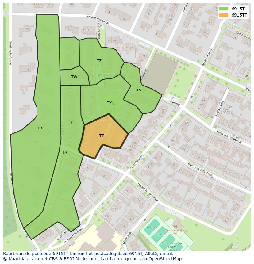 Afbeelding van het postcodegebied 6915 TT op de kaart.