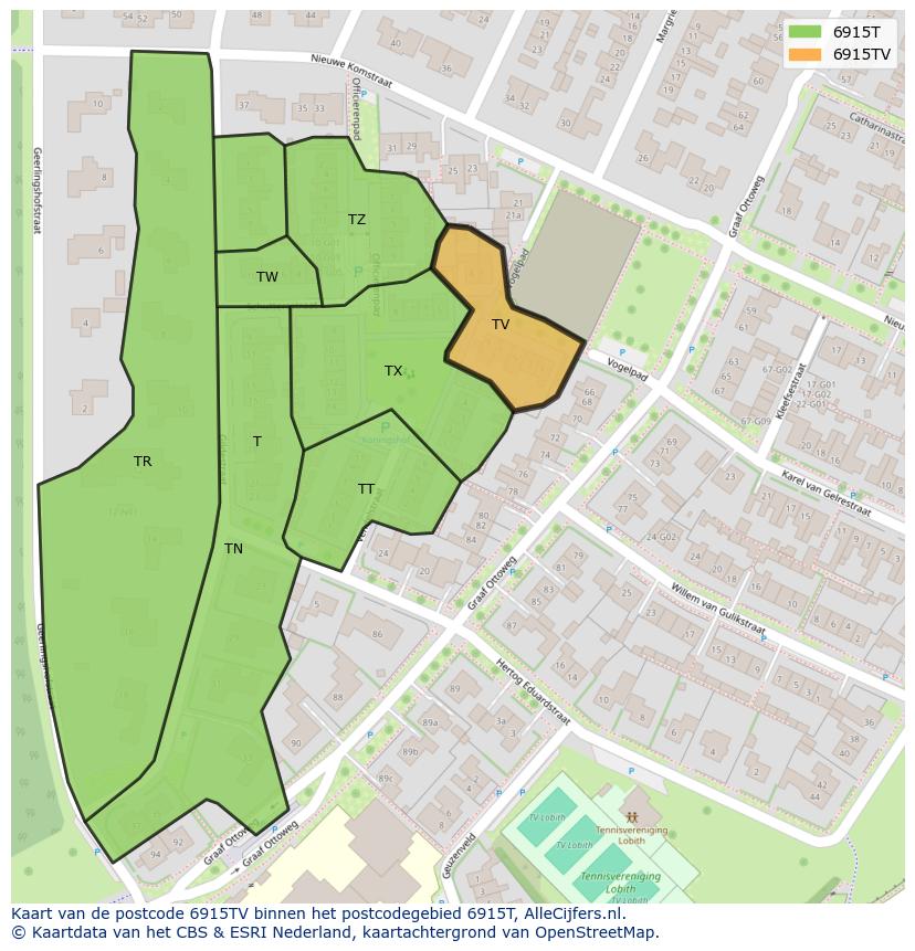 Afbeelding van het postcodegebied 6915 TV op de kaart.