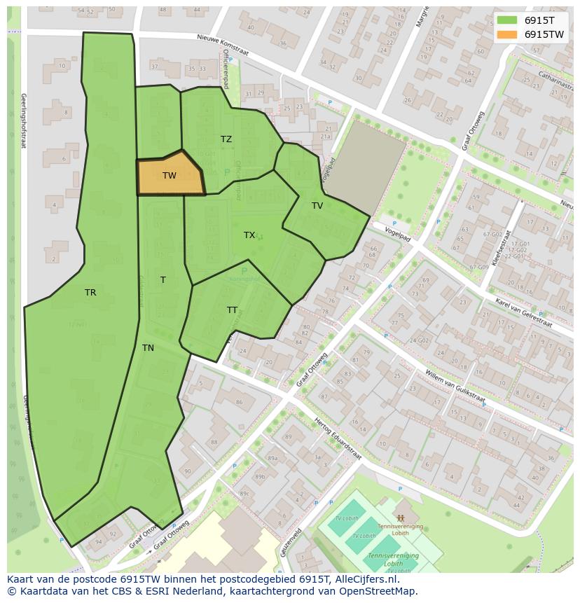 Afbeelding van het postcodegebied 6915 TW op de kaart.