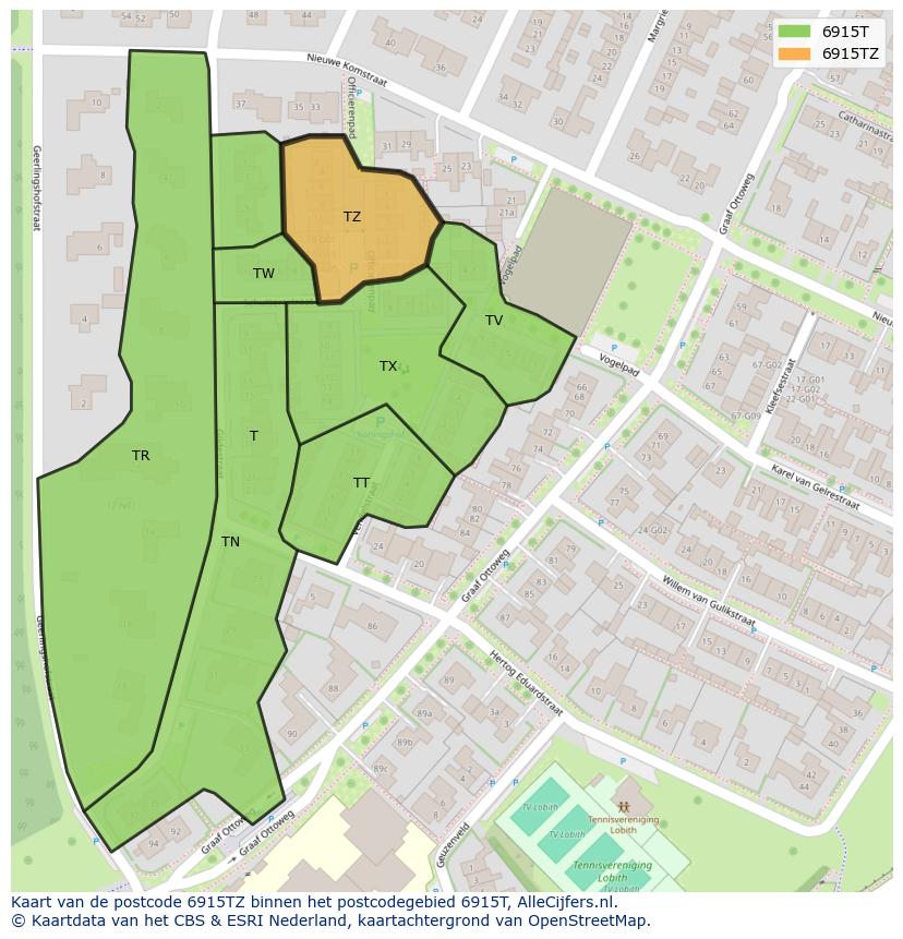 Afbeelding van het postcodegebied 6915 TZ op de kaart.