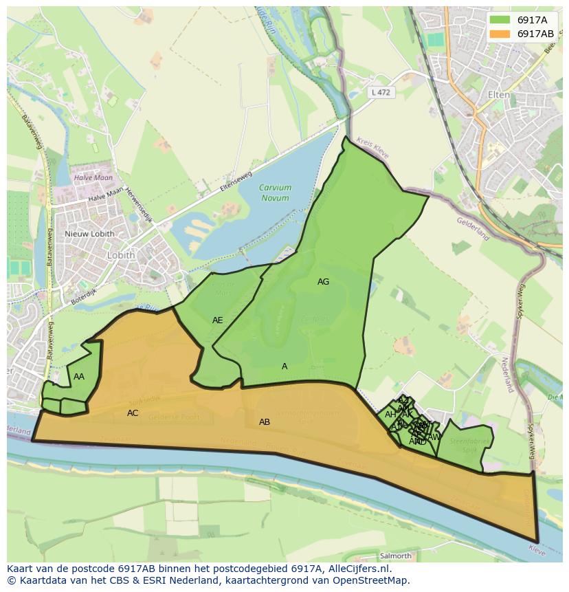 Afbeelding van het postcodegebied 6917 AB op de kaart.