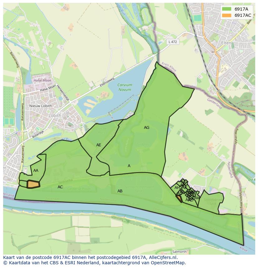 Afbeelding van het postcodegebied 6917 AC op de kaart.