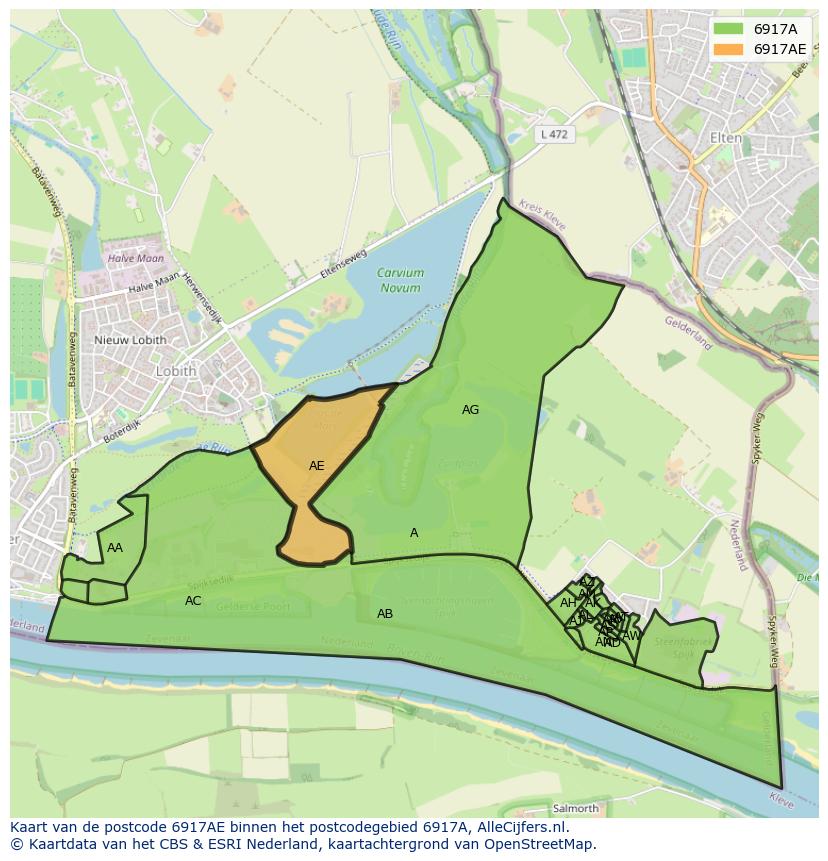 Afbeelding van het postcodegebied 6917 AE op de kaart.