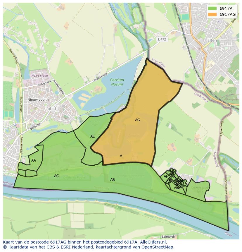 Afbeelding van het postcodegebied 6917 AG op de kaart.