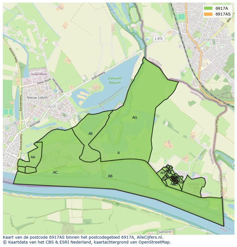 Afbeelding van het postcodegebied 6917 AS op de kaart.