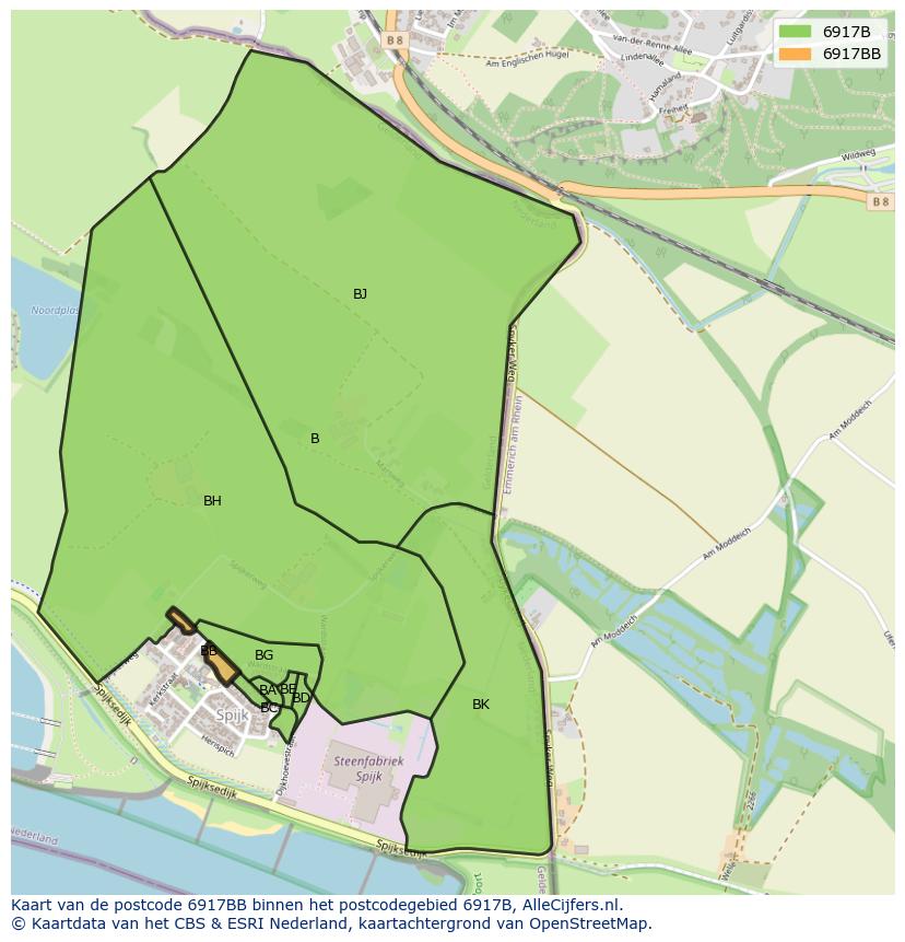 Afbeelding van het postcodegebied 6917 BB op de kaart.