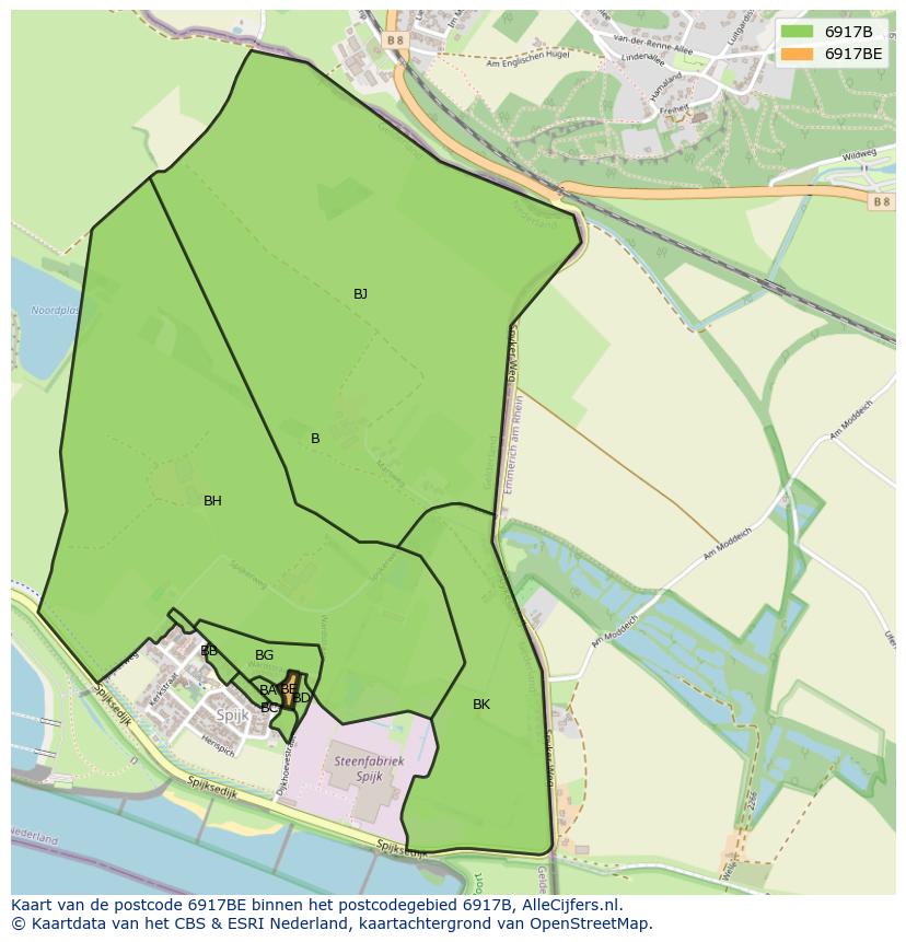 Afbeelding van het postcodegebied 6917 BE op de kaart.