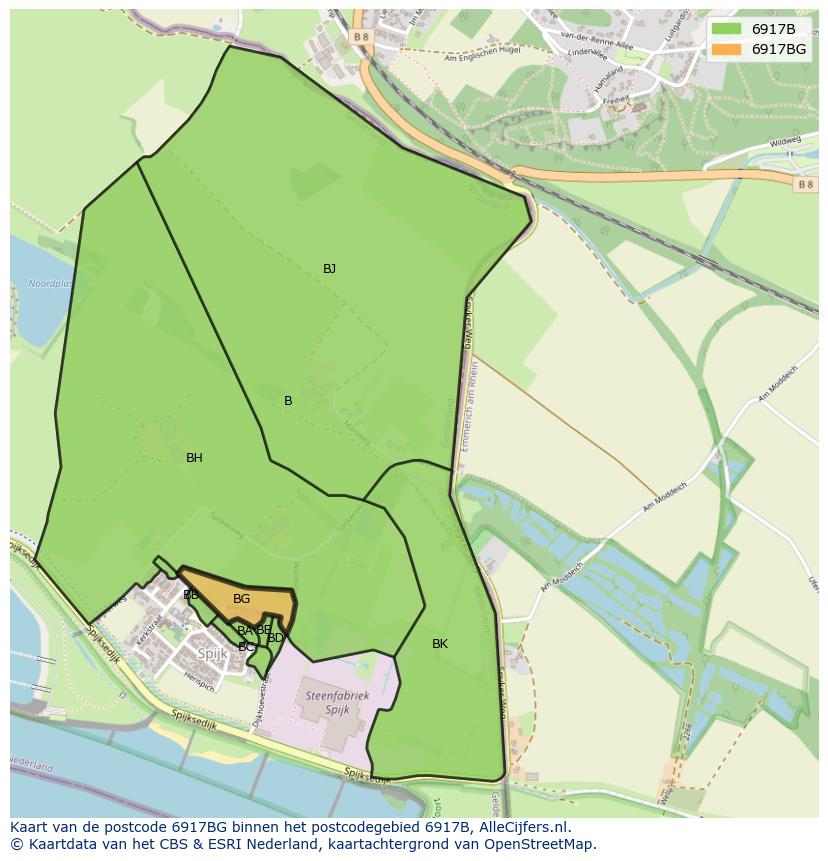 Afbeelding van het postcodegebied 6917 BG op de kaart.