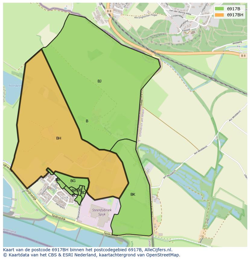 Afbeelding van het postcodegebied 6917 BH op de kaart.