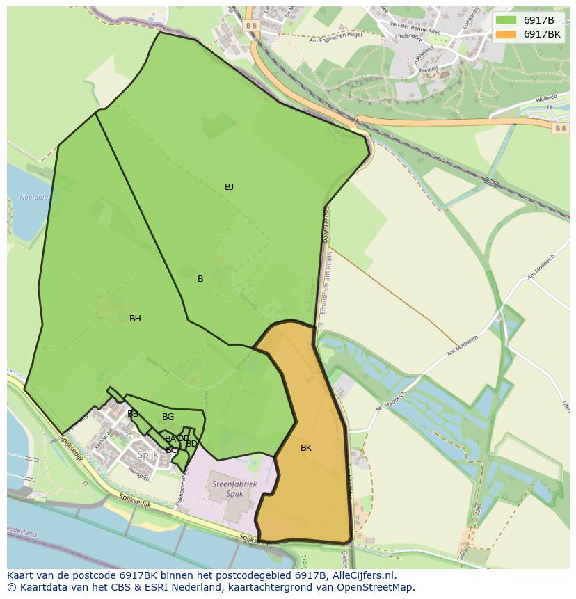 Afbeelding van het postcodegebied 6917 BK op de kaart.