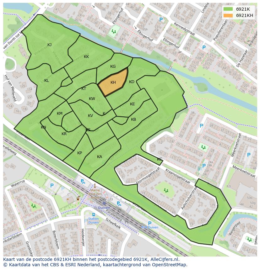 Afbeelding van het postcodegebied 6921 KH op de kaart.