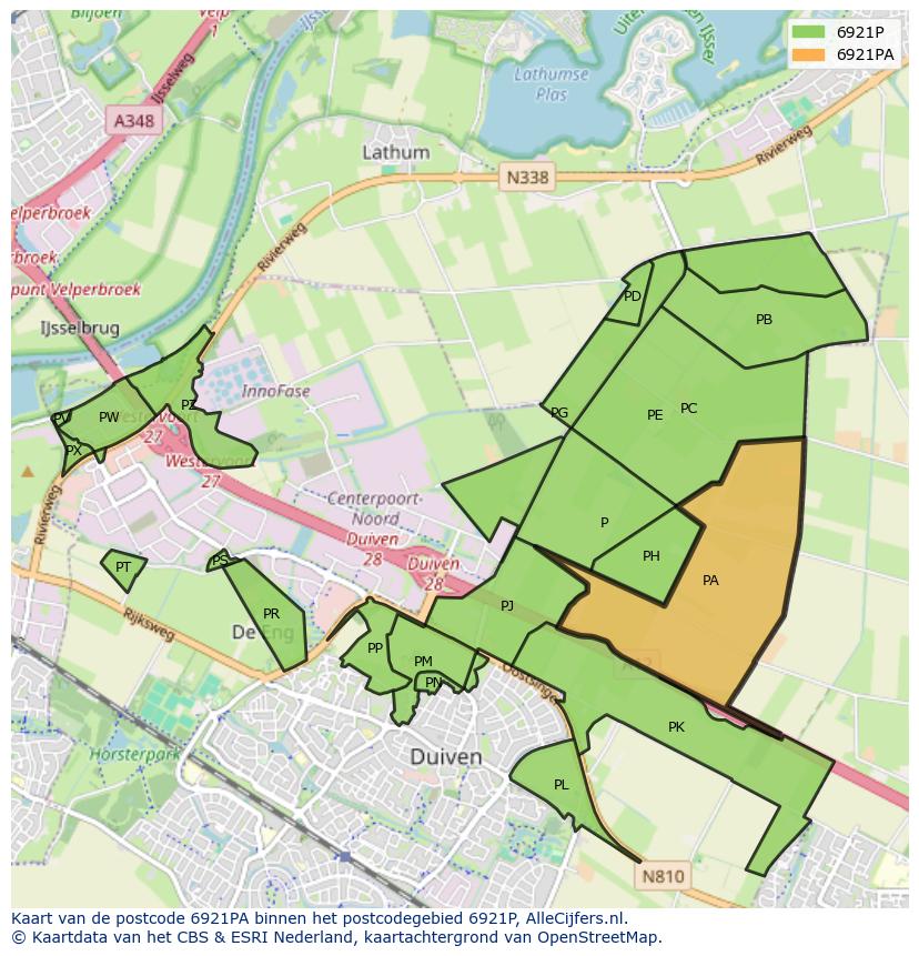 Afbeelding van het postcodegebied 6921 PA op de kaart.