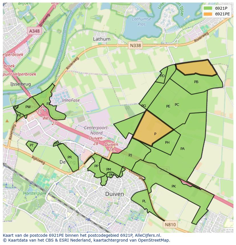 Afbeelding van het postcodegebied 6921 PE op de kaart.