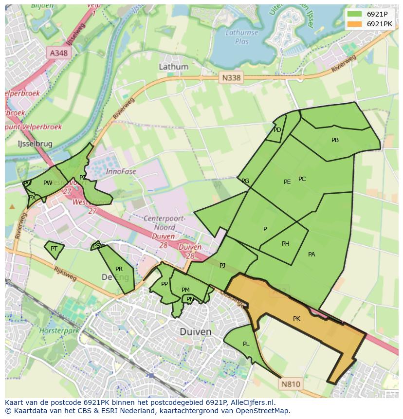 Afbeelding van het postcodegebied 6921 PK op de kaart.