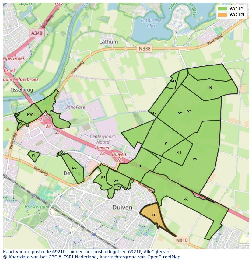 Afbeelding van het postcodegebied 6921 PL op de kaart.