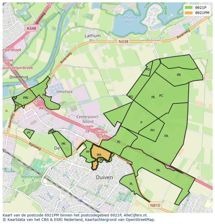 Afbeelding van het postcodegebied 6921 PM op de kaart.
