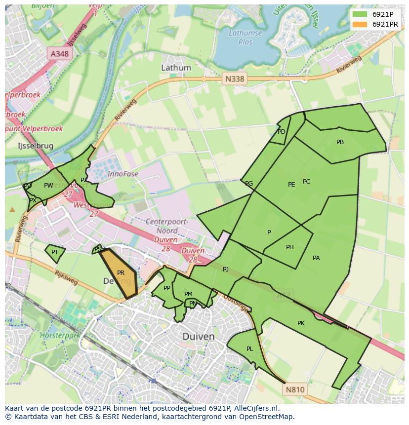 Afbeelding van het postcodegebied 6921 PR op de kaart.