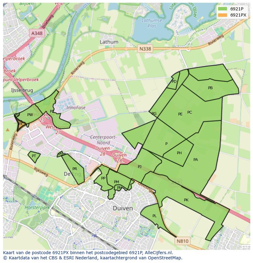 Afbeelding van het postcodegebied 6921 PX op de kaart.