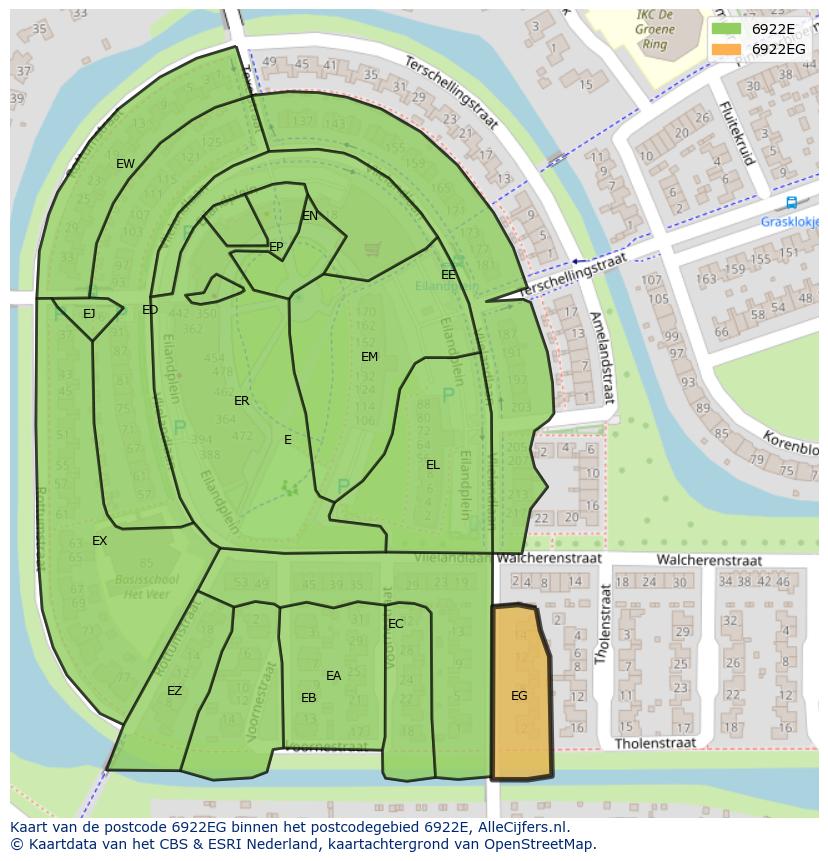 Afbeelding van het postcodegebied 6922 EG op de kaart.