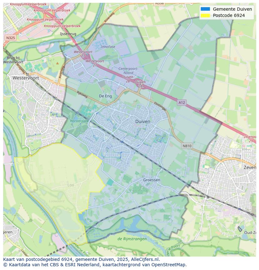 Afbeelding van het postcodegebied 6924 op de kaart.
