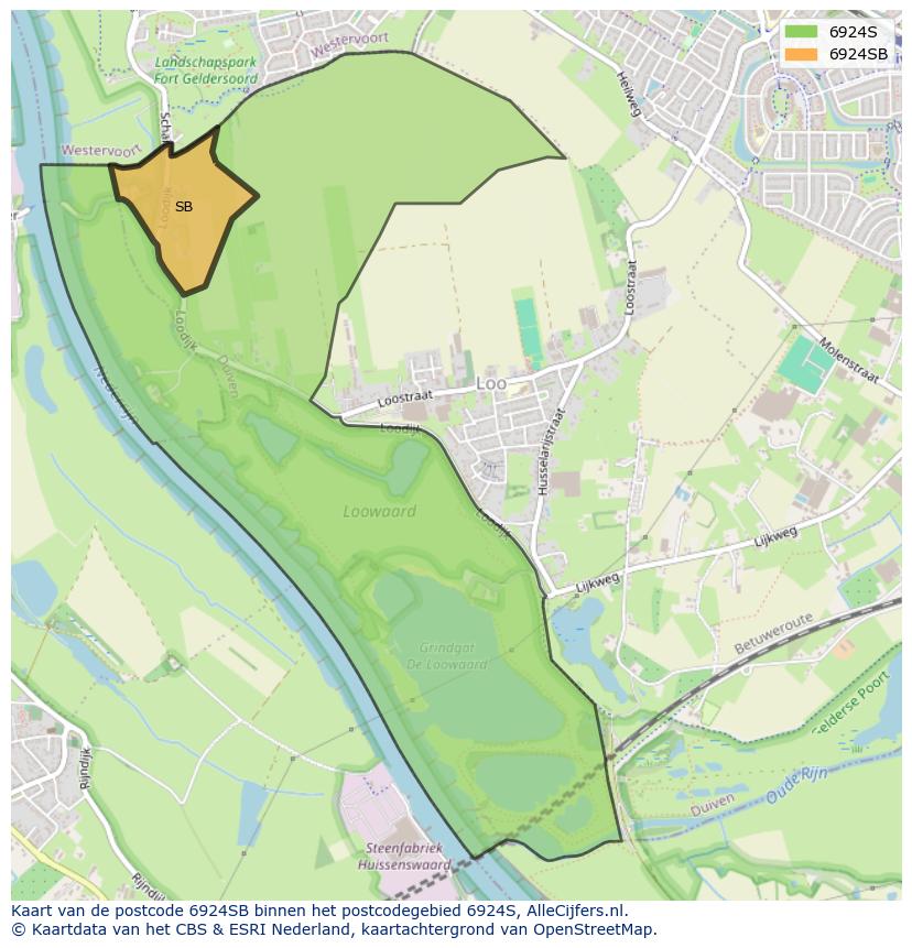 Afbeelding van het postcodegebied 6924 SB op de kaart.