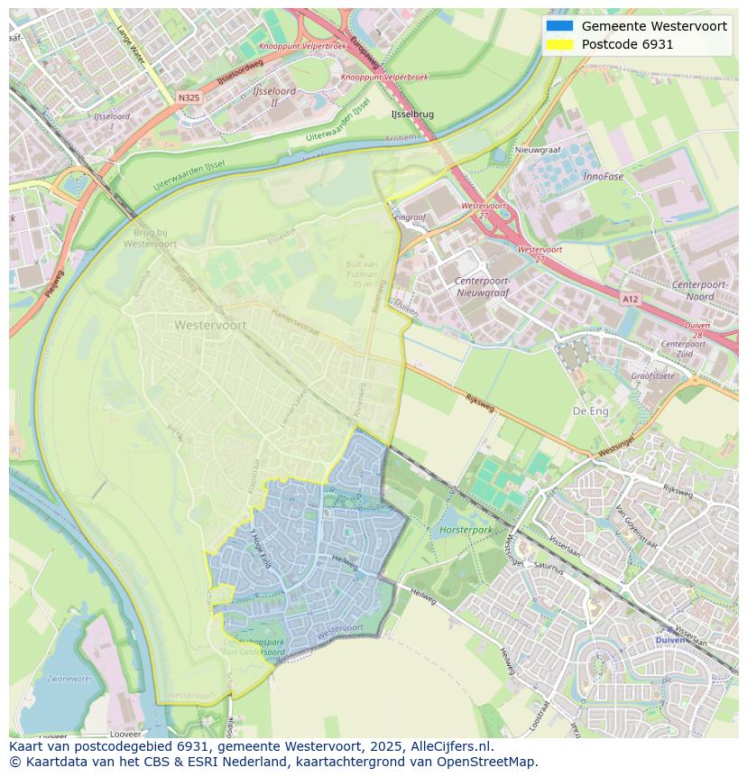 Afbeelding van het postcodegebied 6931 op de kaart.