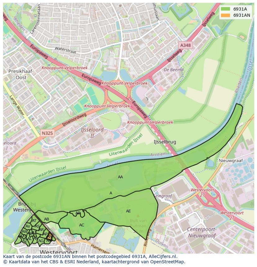 Afbeelding van het postcodegebied 6931 AN op de kaart.