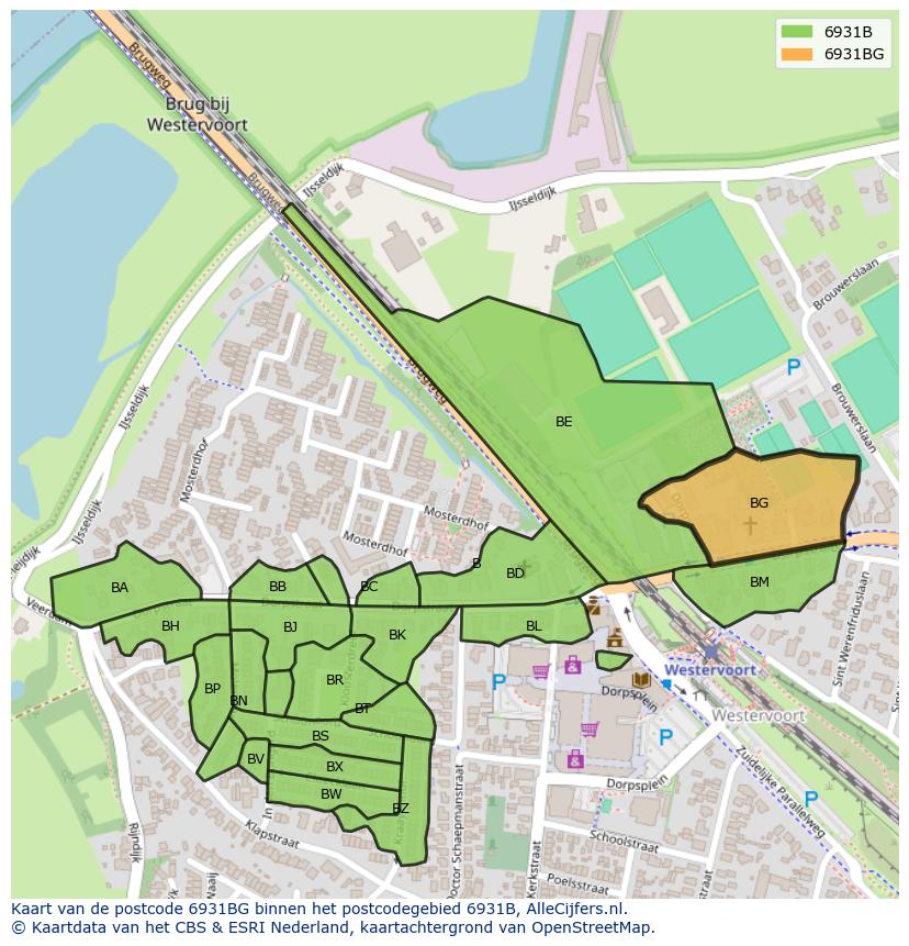 Afbeelding van het postcodegebied 6931 BG op de kaart.