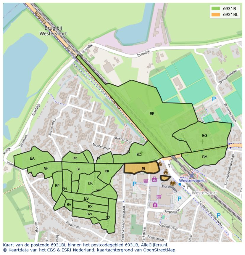 Afbeelding van het postcodegebied 6931 BL op de kaart.