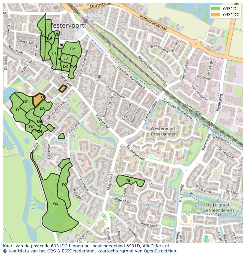 Afbeelding van het postcodegebied 6931 DC op de kaart.