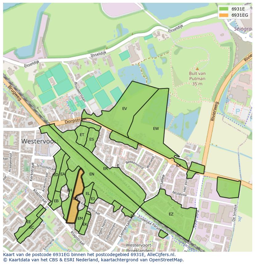 Afbeelding van het postcodegebied 6931 EG op de kaart.