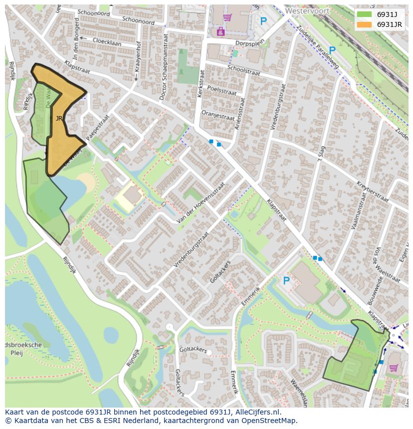 Afbeelding van het postcodegebied 6931 JR op de kaart.