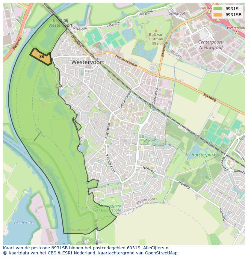 Afbeelding van het postcodegebied 6931 SB op de kaart.