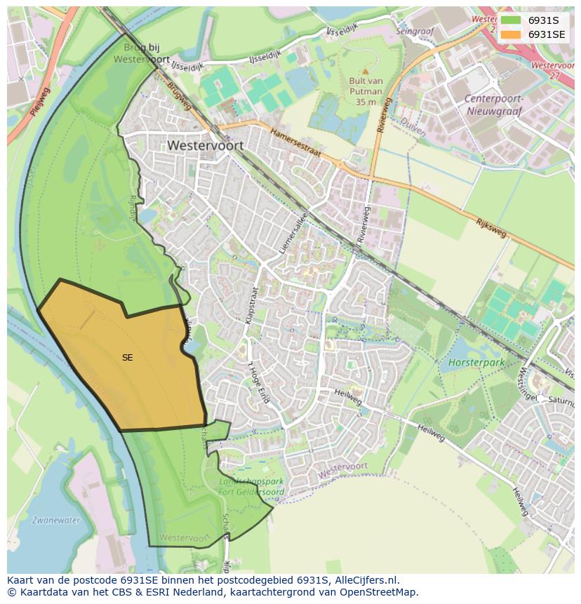 Afbeelding van het postcodegebied 6931 SE op de kaart.