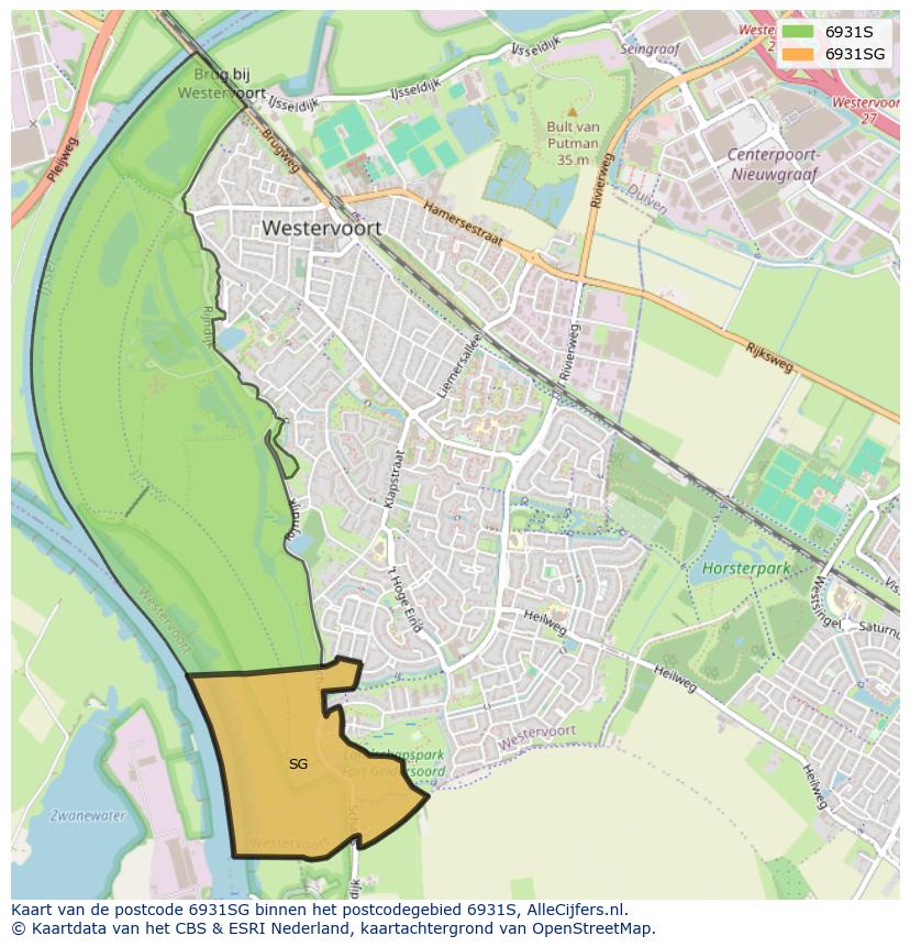 Afbeelding van het postcodegebied 6931 SG op de kaart.
