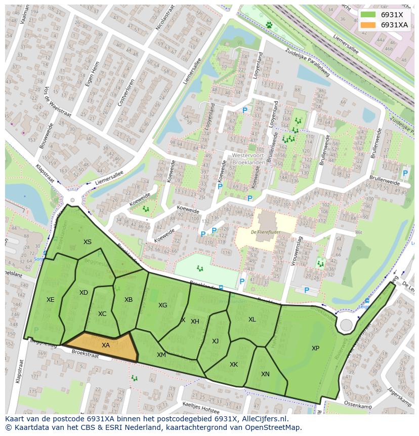 Afbeelding van het postcodegebied 6931 XA op de kaart.