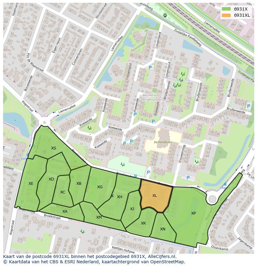 Afbeelding van het postcodegebied 6931 XL op de kaart.