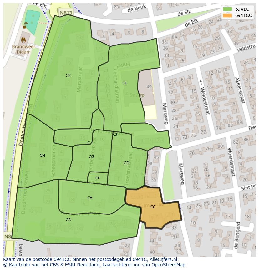 Afbeelding van het postcodegebied 6941 CC op de kaart.