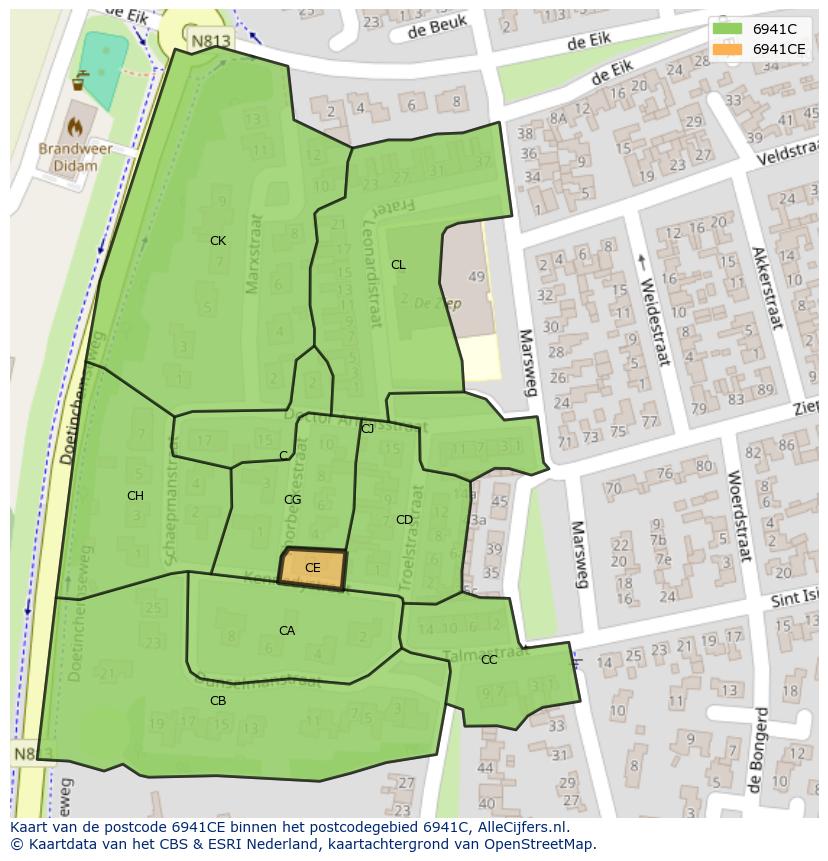 Afbeelding van het postcodegebied 6941 CE op de kaart.