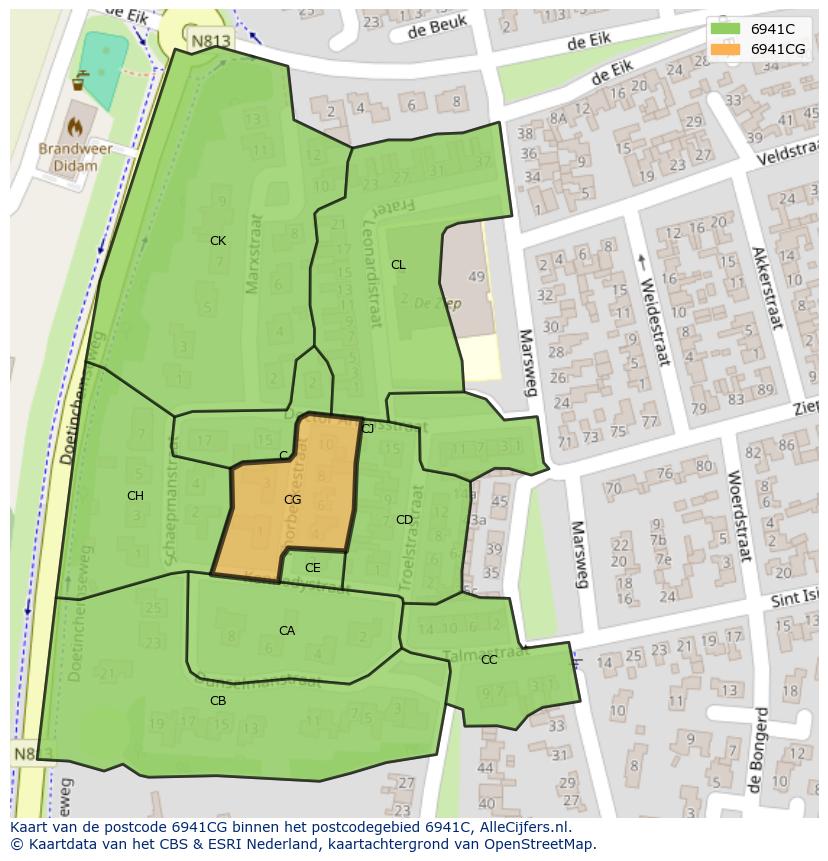 Afbeelding van het postcodegebied 6941 CG op de kaart.
